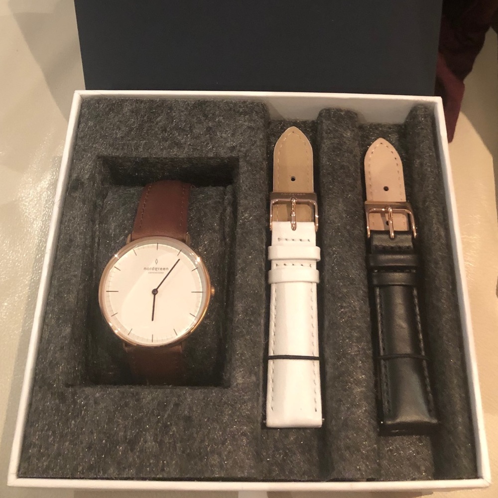 Nordgreen Native 36mm watch, new with 3 straps